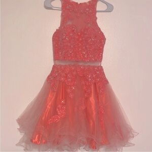 Anny Lee Coral Embellished Prom Dress